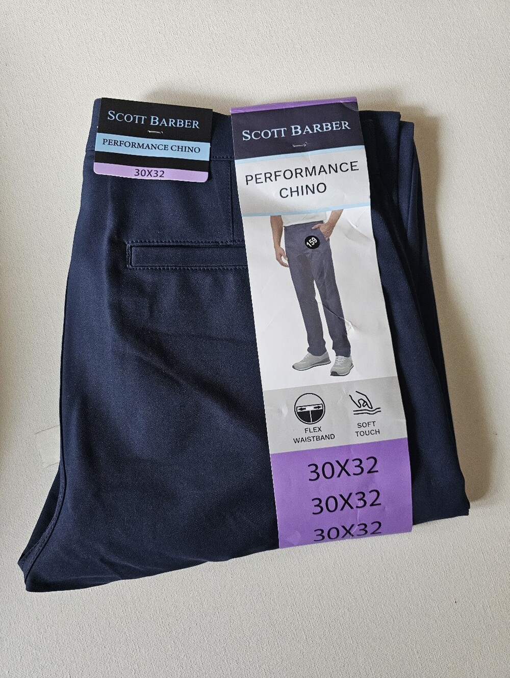 Scott Barber Men's Flex Waistband Performance Chino Pants BLUE 30x32 K87